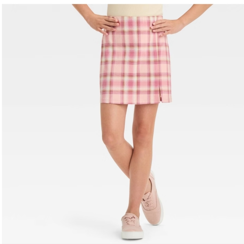Girls' Plaid Miniskirt - art class Pink Plaid M(8)